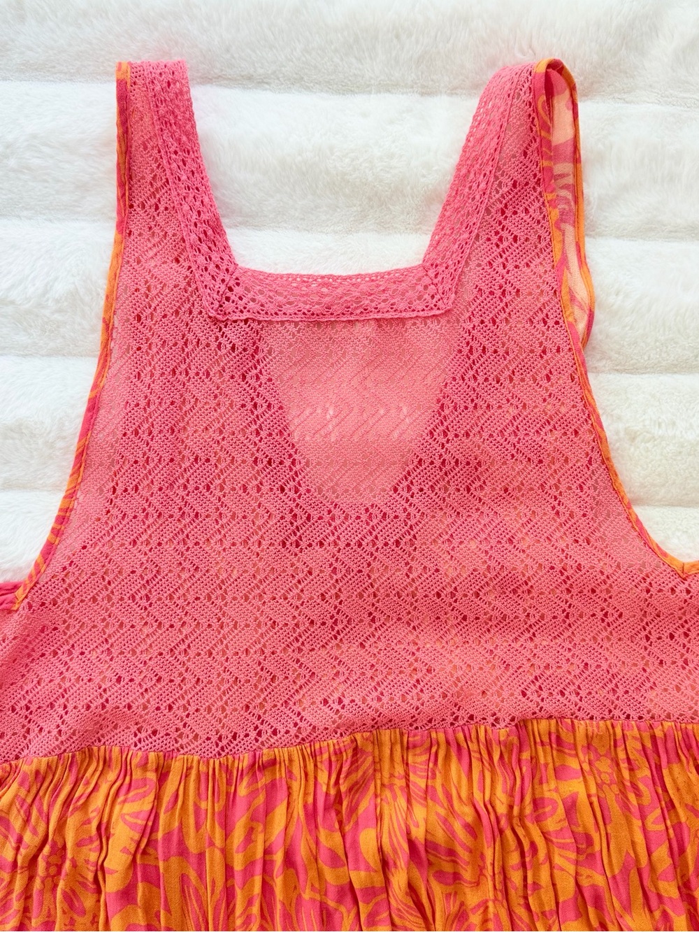Free People Pink Orange Floral Maxi Dress Boho Sleeveless Size M Summer - Picture 9 of 12